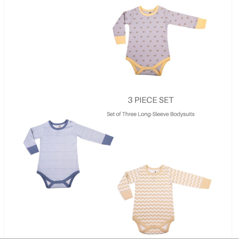 3 Piece Long Sleeve Bodysuits Set